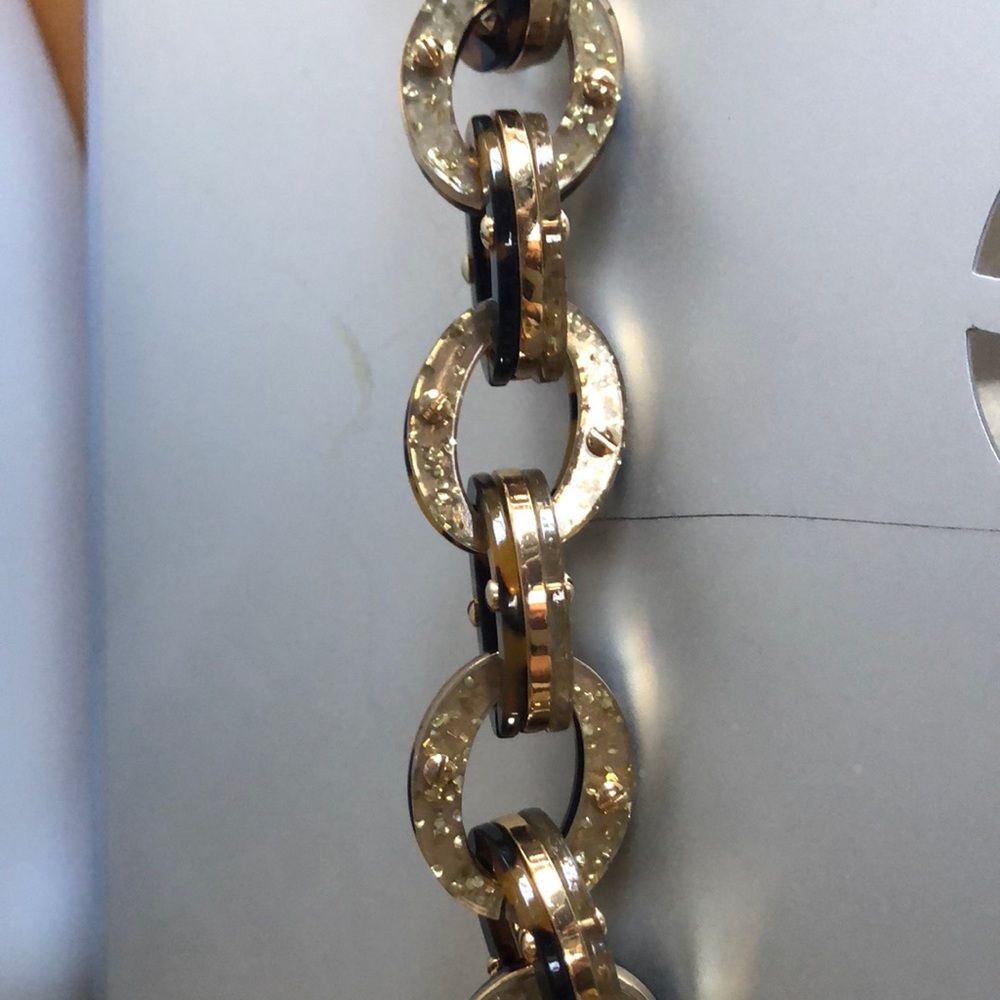 J Crew Classic link Reversible Bracelet with layer of tortoise and lucite.